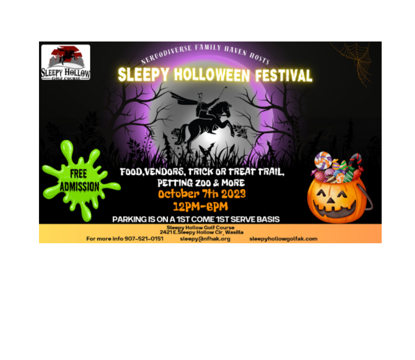 Halloween festival flyer at Sleepy Hollow Golf Course