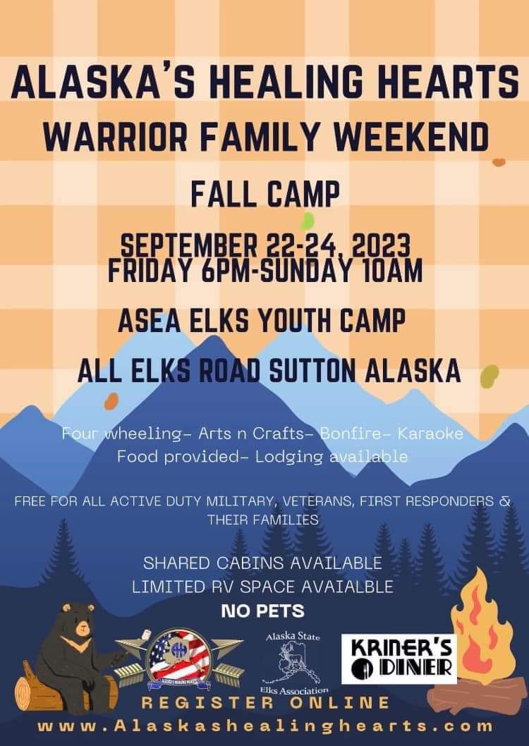 Flyer for military members and families weekend retreat, hosted by Healing Hearts.
