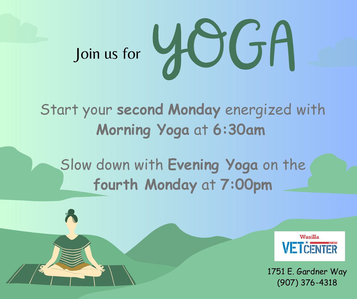 Monday Evening Yoga- Wasilla Vet Center